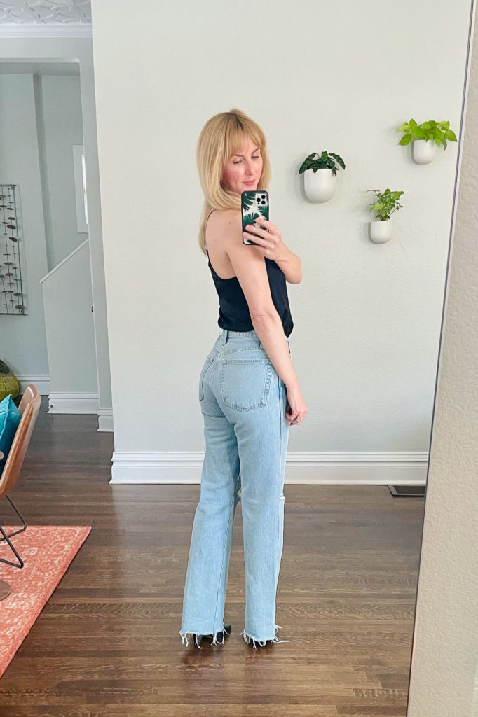 90s jeans try-on with Redone ripped jeans.