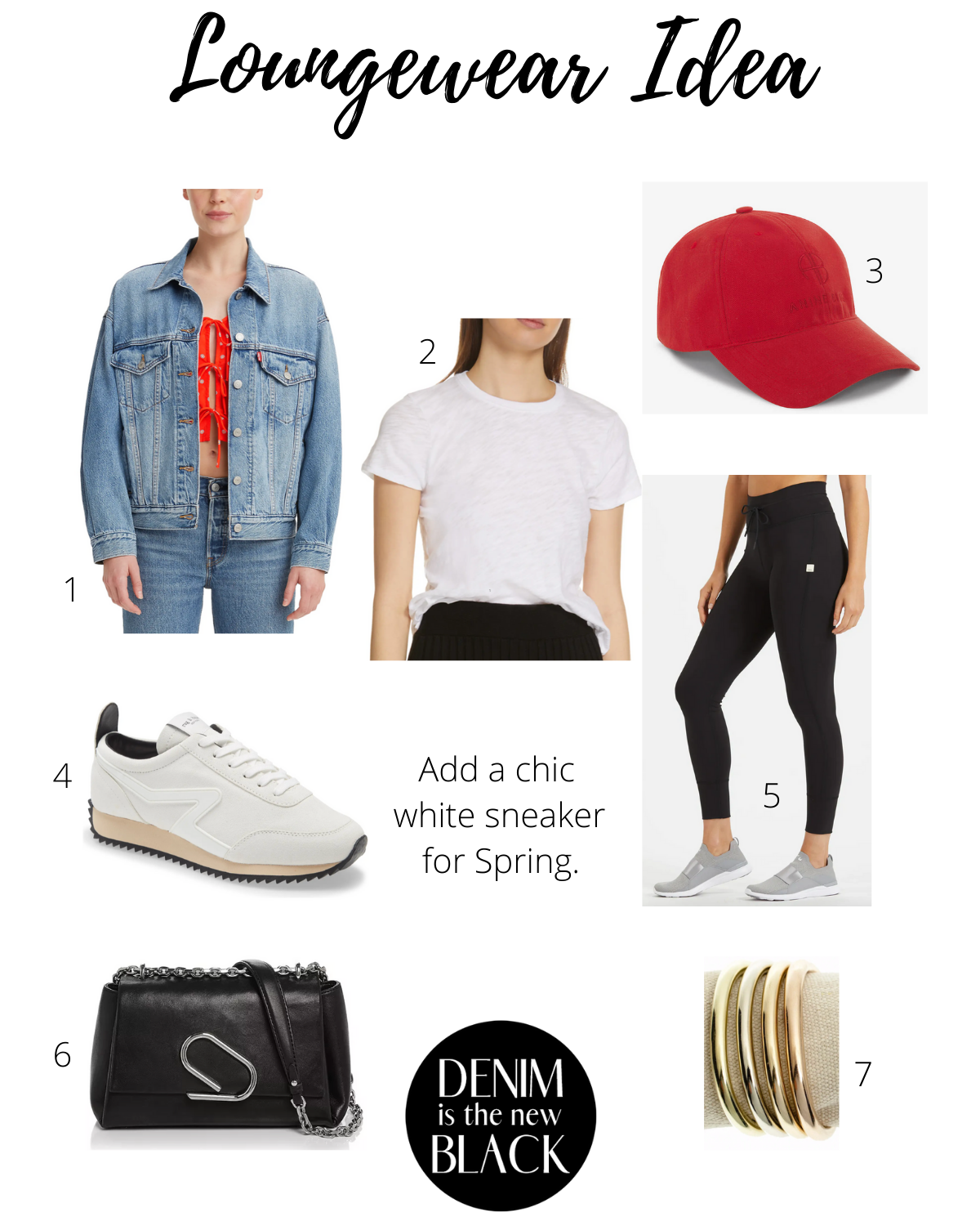 How to look good in loungewear for spring with a Levi's Trucker denim jacket.