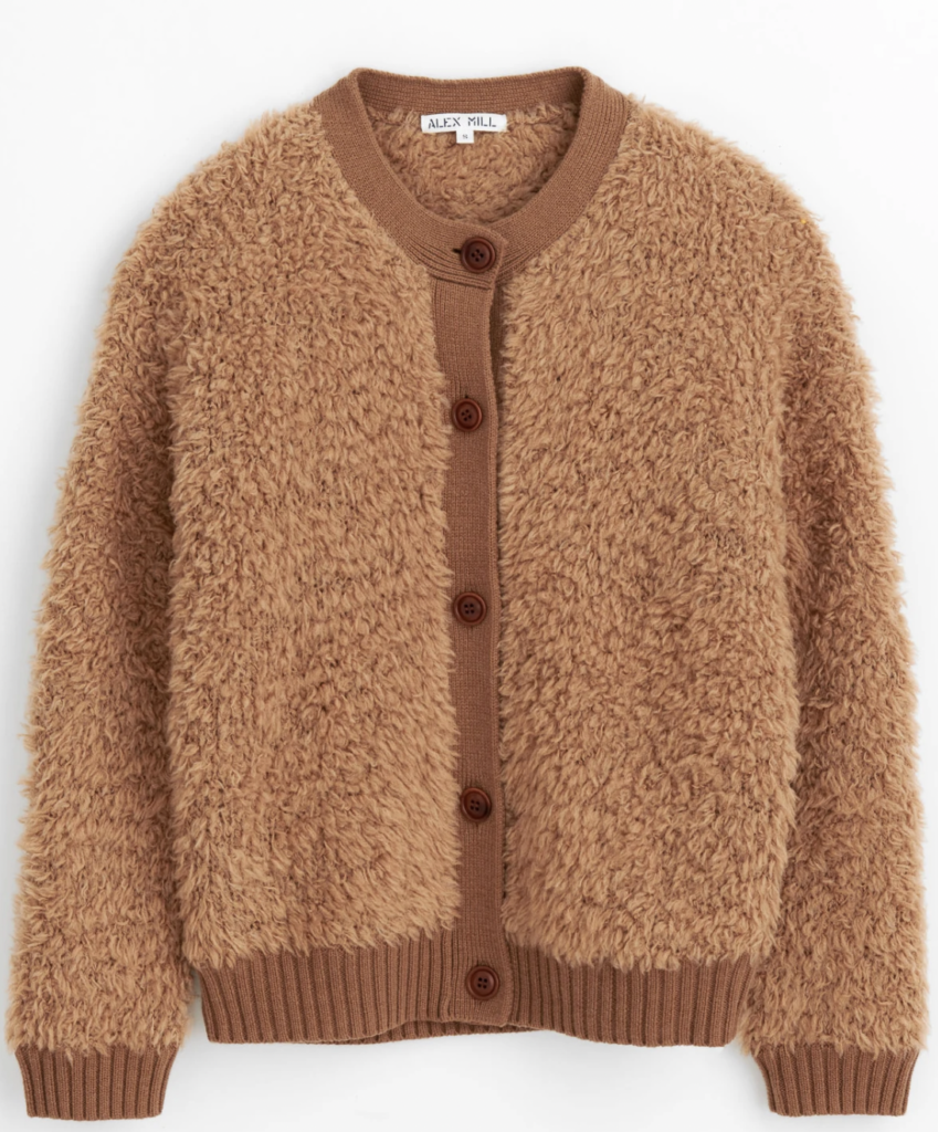 Alex Mill Binky cardigan in camel. 