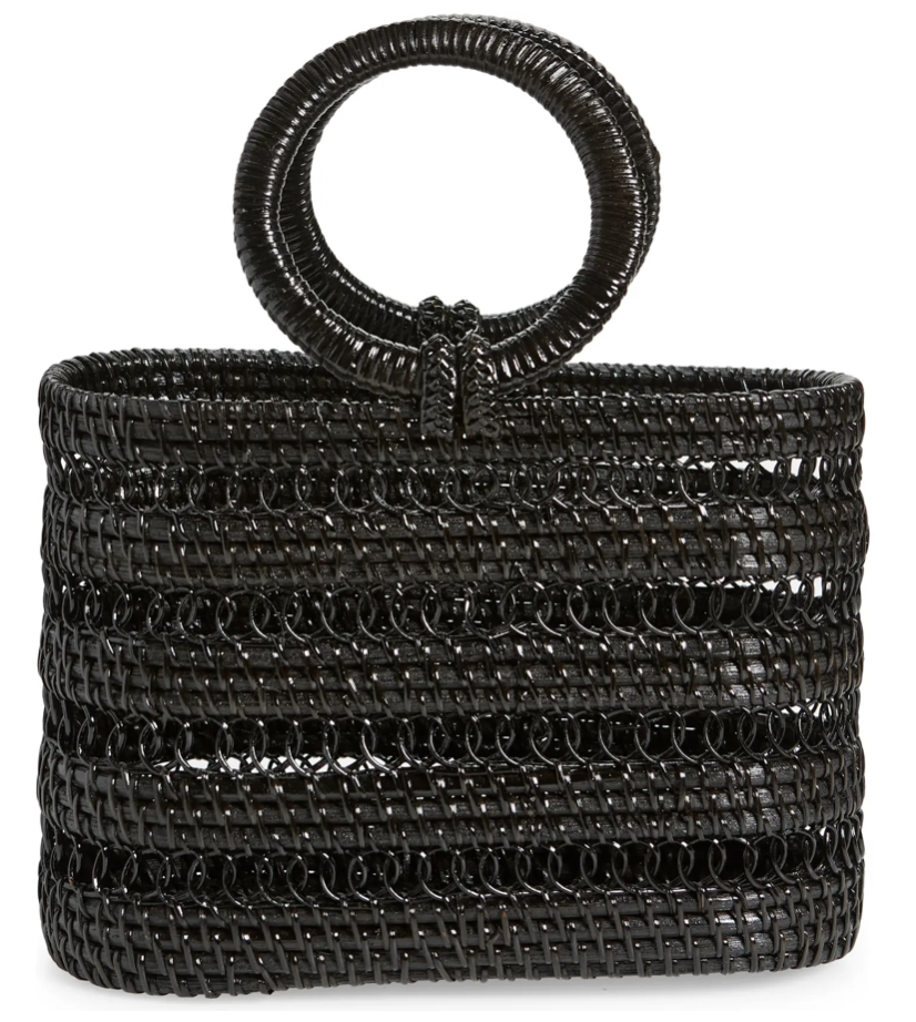 Pot de Miel in Black & Natural Checker on the run! #wovenbag #bucketba, Bucket Bag