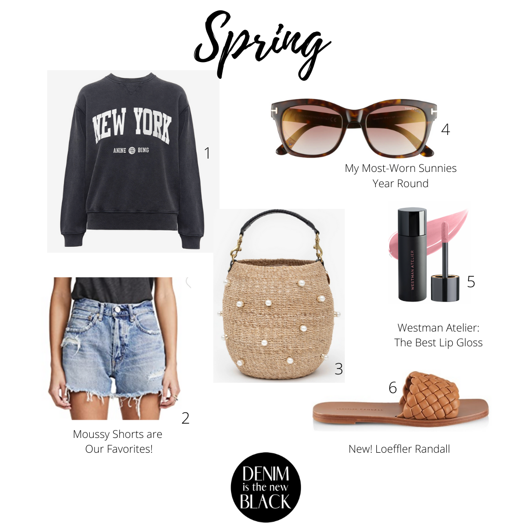 The Anine Bing New York sweatshirt Spring look style board.