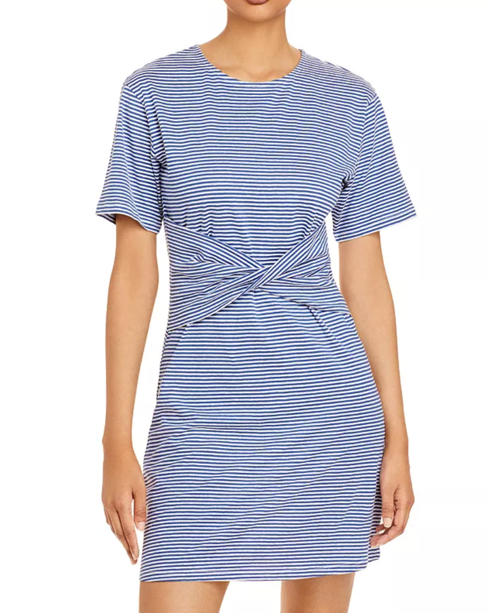 Theory Front Twist Striped Dress in Blue
