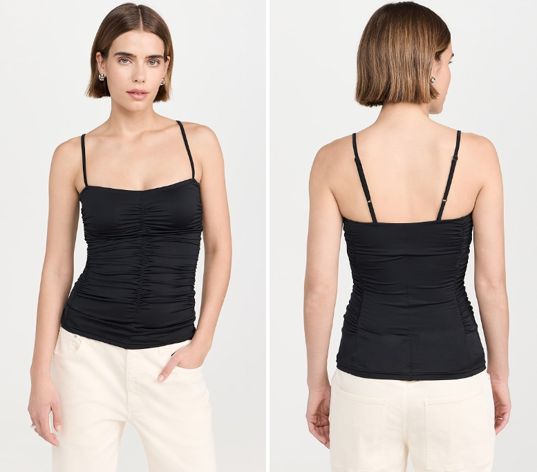 Tibi Stretch Lightweight Tech Knit Shirred Cami