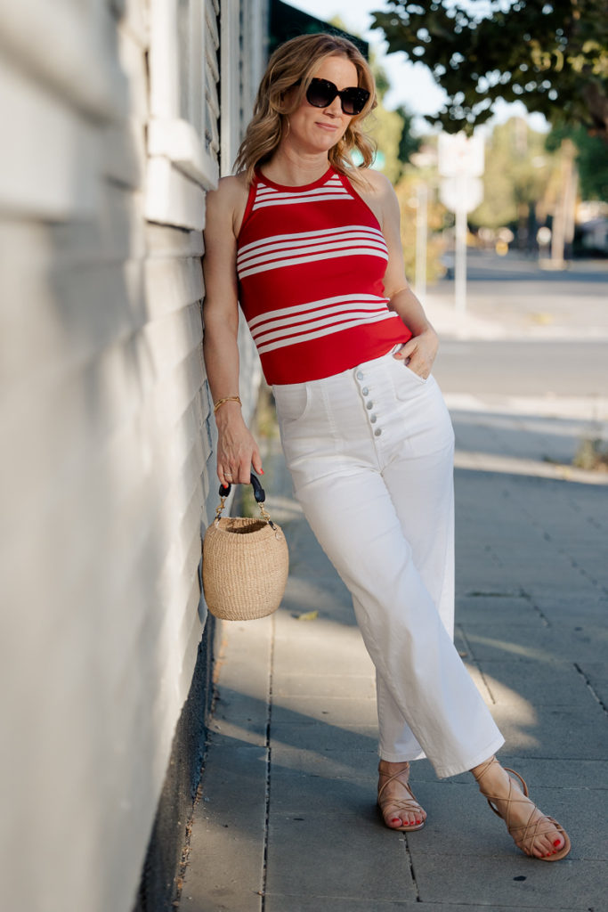 Fourth of July Outfits Women - Veronica Beard jeans + Polo Ralph Lauren Tank