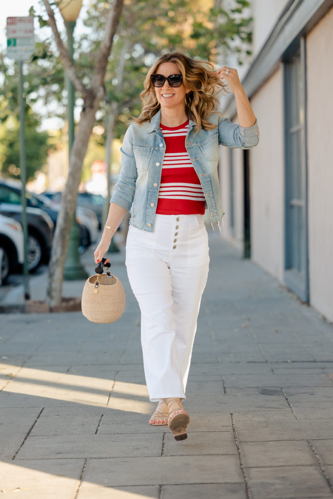 Fourth of July Outfits Women - Veronica Beard jeans + Polo Ralph Lauren Tank