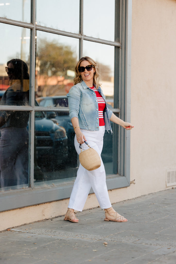 Fourth of July Outfits Women - Veronica Beard jeans + Polo Ralph Lauren Tank